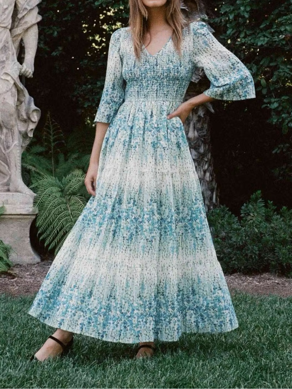 Christy Dawn The Basil Tiered Floral Maxi Dress Morning Gladiola Size XL
